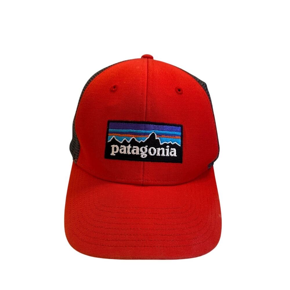 Patagonia LoPro P-6 Logo Trucker Hat Red & Gray Adjustable Unisex